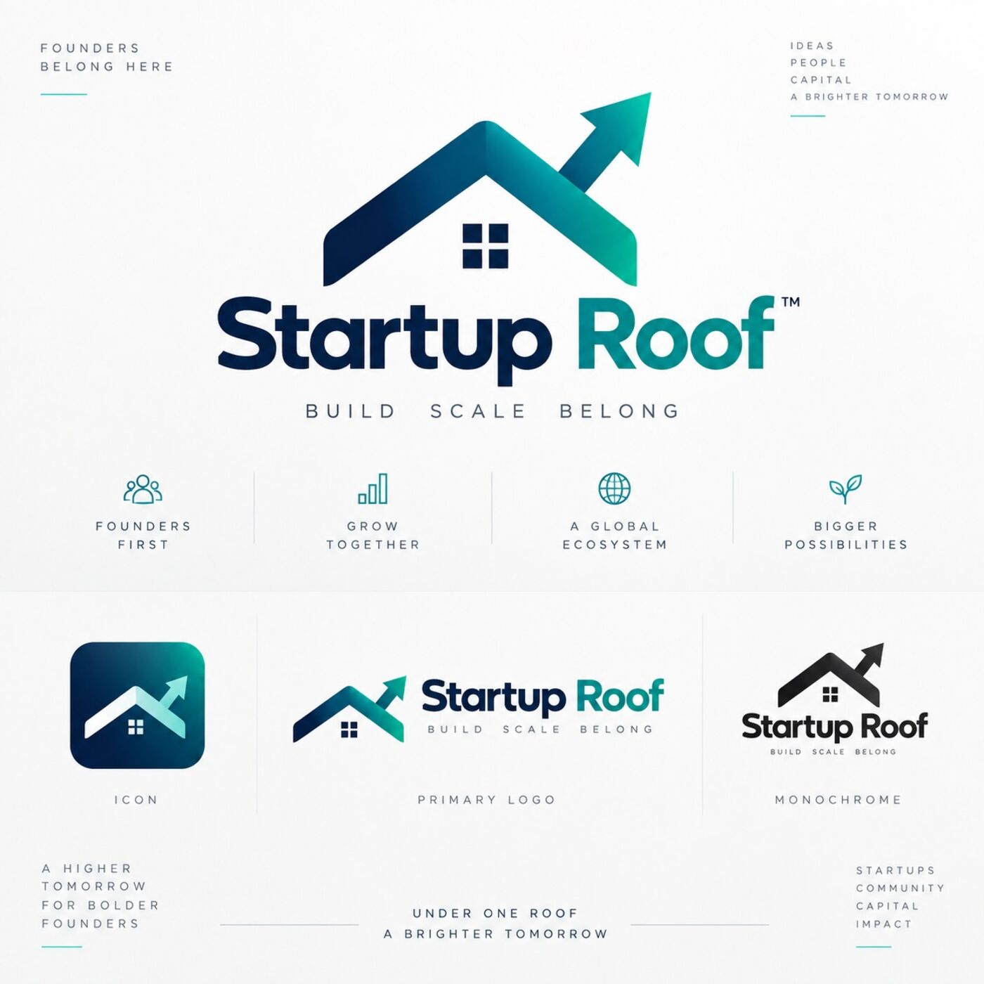 Startup Roof brand identity board